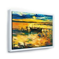 Barca la lac în timpul seara Glow VI înrămate pictura Canvas Art Print