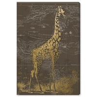 Pista Avenue animale Wall Art Canvas printuri 'Girafa Sahara' Zoo și animale sălbatice-maro, galben