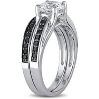 1-Carat T. G. W. a creat safir alb și Carat T. W. diamant negru argint Sterling set de mireasă