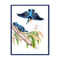 Designart 'Vintage Rural Păsări Pe Branch V' Fermă Încadrată Pânză De Perete Art Print