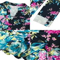 Chama femei Plus Dimensiune Roll Mâneci tunica Topuri Paisley florale imprimare V gât Henley Camasi Casual bluza pentru femei