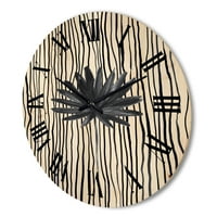 Designart 'alb-negru cu dungi sub frunze tropicale III' ceas de perete Modern din lemn
