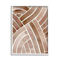 Stupell Industries linii moderne de împletire maro dungi detaliu acuarelă pictură artă încadrată albă imprimare artă de perete, Design de Grace Popp