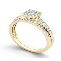 Carat TW diamant 10kt Aur Galben pătrat formă Cluster inel de logodna Set