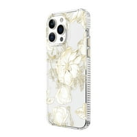 onn. Alb metalic florale telefon caz pentru iPhone Pro Ma și iPhone Pro Ma Corning sticlă Ecran Protecție bundle