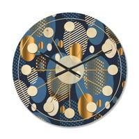 Designart 'model retro Abstract circular Geometric XI' ceas de perete Modern din lemn de la mijlocul secolului