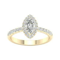 Inel de logodnă Imperial Ct TDW Marquise Diamond Halo din aur galben de 10k