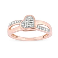 Carat T. W. Diamond Heart 10kt inel de moda din Aur Roz