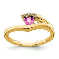 Primal Gold Karat Yellow Gold Lab a creat safir roz și inel cu diamante