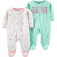 Carter 's Child Of Mine Baby Girl Microfleece pătură Sleep' n Play Pijamale, pachet 2