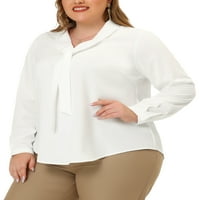 Chilipiruri unice femei Plus Dimensiune Elegant cravată V gât șifon birou top Shirt