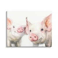 Stupell Industries pereche porci Bot roz drăguț animale de fermă Galerie de pictură învelită pe pânză imprimare artă de perete, Design de George Dyachenko