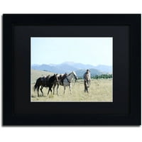 Marcă comercială Fine Art Montana Horse Rancher Canvas Art de Preston Black Mat, cadru negru