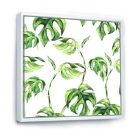 Designart 'frunze tropicale florale antice II' imprimeu de artă de perete cu pânză încadrată tropicală