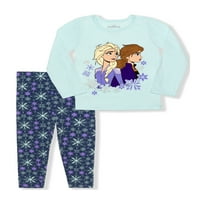 Tricou și jambiere cu mânecă lungă Frozen Toddler Girls, set de ținute din 2 piese