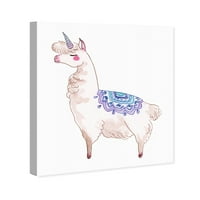 Runway Avenue Fantasy și Sci-Fi Wall Art Canvas printuri 'Llama' creaturi fantastice-Alb, Violet