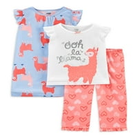Carter ' s Child Of Mine Toddler Girls rochie largă și pijamale cu mânecă scurtă, Set PJ din 3 piese