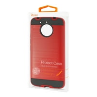 Motorola Slim Telefon Caz Motorola Moto E Plus Hibrid Metal Periat Textura Caz În Roșu