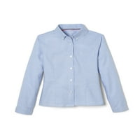 Franceză Toast Fete Școală Uniformă Maneca Lunga Oxford Shirt, Dimensiuni 4 - & Plus