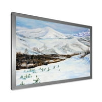 Designart 'Munți Acoperiți De Zăpadă Cu Peisaj De Iarnă' Imprimare Tradițională De Artă Încadrată