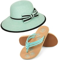 Femei Panama stil țesute paie pălărie și spumă Flip flop sandale Set SUA femei Pantofi dimensiuni 7-10