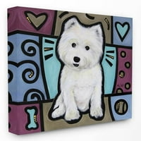 Stupell Industries Violet Albastru alb Terrier câine Pet pictura panza arta de perete de Eric Waugh