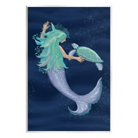Nautic Mermaid Înot Tortoise Basme & Fantezie Arta Grafica Unframed Arta Print Wall Art