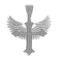 Imperial 10k Aur Alb 3 8CT TDW diamant înger aripi cruce Hip Hop pandantiv pentru barbati