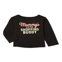 Garanimals Baby Girls 'mami' s Little Shopping Buddy tricou grafic cu mâneci lungi, dimensiuni 0 3M-24M