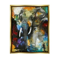 Stratificat Elefant Bold Wildlife Abstract Arta Grafica Metalice Aur Încadrată Arta Imprimare Perete Arta